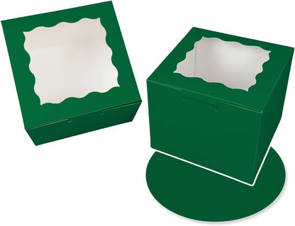 Bakepacker 36pcs 8x8x5 Inches Cake Boxes with Window 18-Packs Black 8 Inch Bakery Boxes (18 Cake Boxes +18 Cake Boards Included)