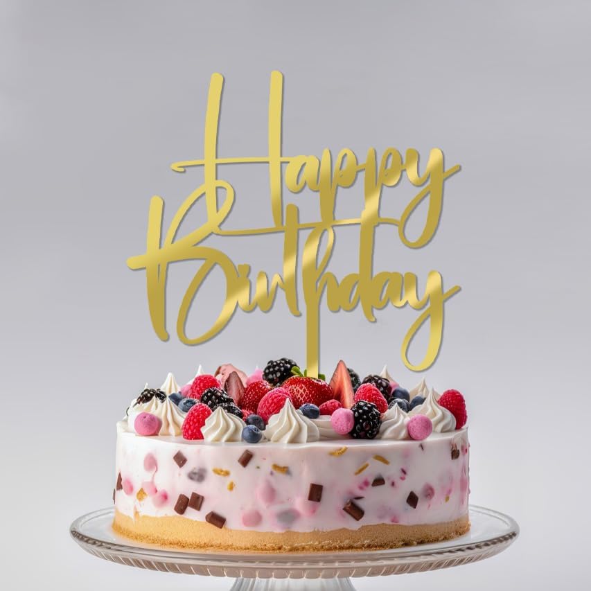 Happy Birthday Cake Topper,black Glitter Cake Pick Bunting Decor for Anniversary Birthday Party Cake Decorations Supplies