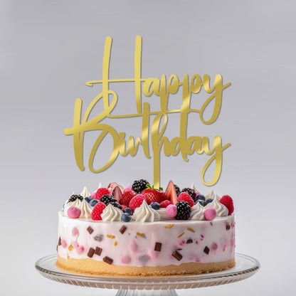 Happy Birthday Cake Topper,black Glitter Cake Pick Bunting Decor for Anniversary Birthday Party Cake Decorations Supplies