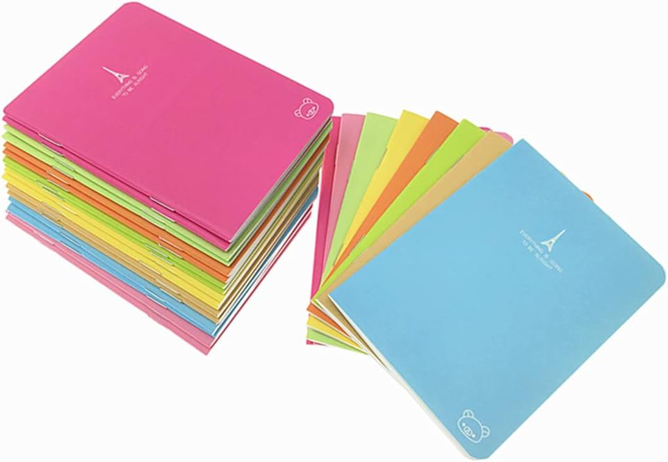 ALIMITOPIA 24pcs Mini Notebook Portable Pocket Notebook Journal Steno Memo MiniDaily NotePad,3.5X5 inches,24 sheets,College Ruled Pages(Cartoon Animals)