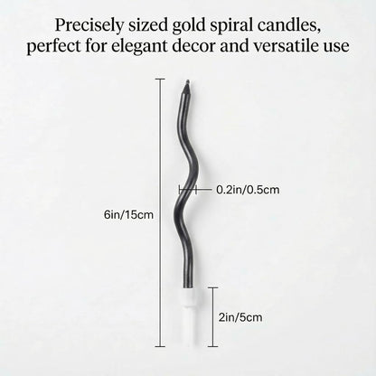 12-Count Spiral Birthday Candles, Long Twisty Gold Party Candles with Candle Holders, Long Burning for Weddings, Birthdays, Party Decorations, Cupcakes, Anniversary and Meetups (Gold)