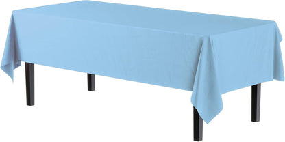 12-Pack Premium Plastic Tablecloth 54in. x 108in. Rectangle Table Cover - Dark Blue - Colors A