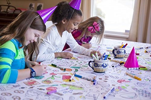Animal Fun Design – Square Tablecloth 60”X60” – Interactive Coloring Tablecloth for Kids - Poly/Cotton Fabric – Washable and Reusable – DIY Activity for Children and Adults
