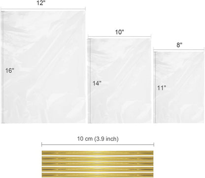 Zcintert Clear Cello Cellophane Treat Bags, 100 Pcs - 7.9" x 11" (2mils), Plastic Gift Bags for Candy, Party Favor, Cookies, Candies Packaging, with 4” Twist Ties