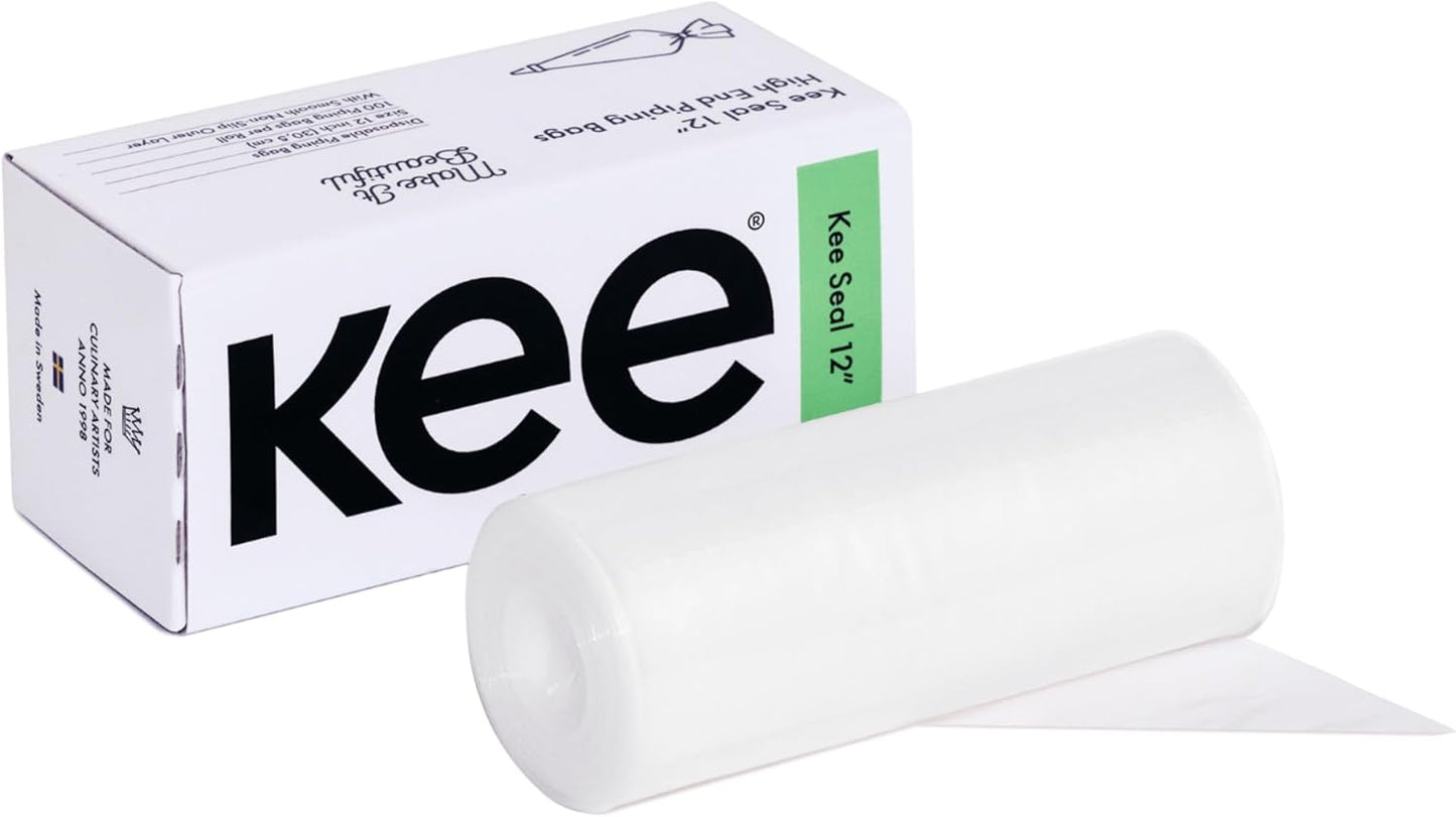 KEE-SEAL Disposable Pastry Bags, Piping Bag with Grip Tight Outer Surface, Smooth-Flow Interior, Easy Tear Perforation, Convenient Dispenser Box, 18-Inch, Clear