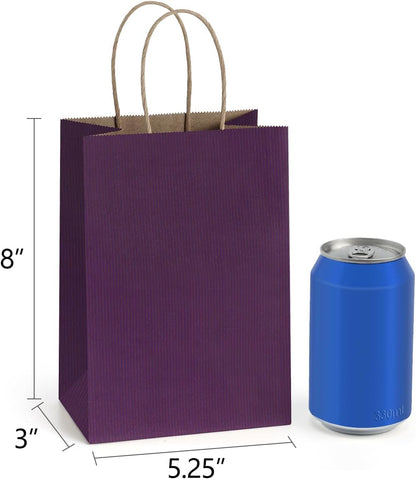 BagDream Gift Bags 100Pcs 5.25x3x8 Small Kraft Paper Gift Bags with Handles Bulk, Brown Paper Sacks for Small Business, Retail, Merchandise, Wedding Birthday Party Favor