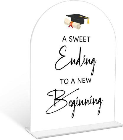 Graduation Guestbook Sign, 6 x 8 Inch White Arch Acrylic Grad Party Sign with Holder, Graduation Party Sign for Class of 2026, Grad Decor, High School College Party Supplies - DL02