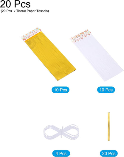MECCANIXITY 20Pcs Light Blue Tassel Garland Banner with Rope Tissue Paper Tassels Party DIY Kits for Anniversary Wedding Birthday Party