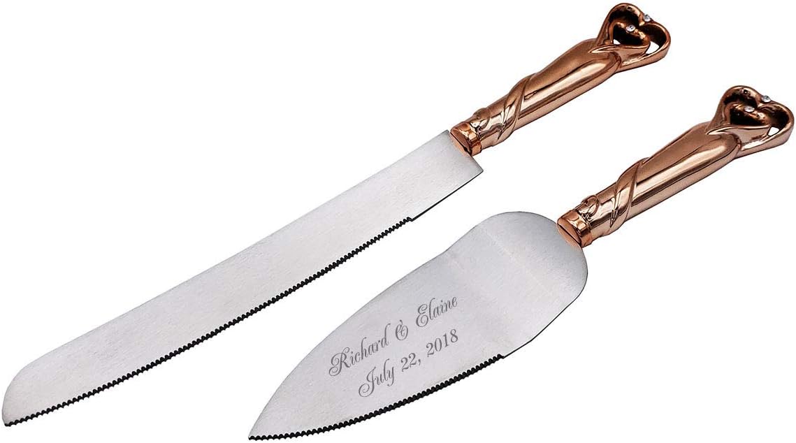 GIFTS INFINITY Personalized Wedding Cake Knife and Server Set with Engraving – Cake Cutting Utensil Set, Keepsake Gift for Wedding, Anniversary, Reception, Birthday & Other Occasions (CH-101WB)