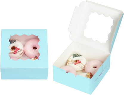 Bakepacker Brown 30-Packs Bakery Boxes with Window 6x6x3 inches Thick & Sturdy Macaroon Pastry Boxes Cookie Boxes for Bakerys