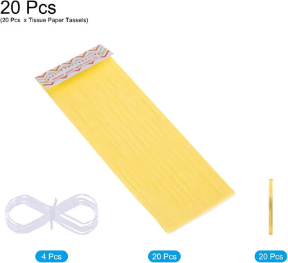 MECCANIXITY 20Pcs Light Blue Tassel Garland Banner with Rope Tissue Paper Tassels Party DIY Kits for Anniversary Wedding Birthday Party