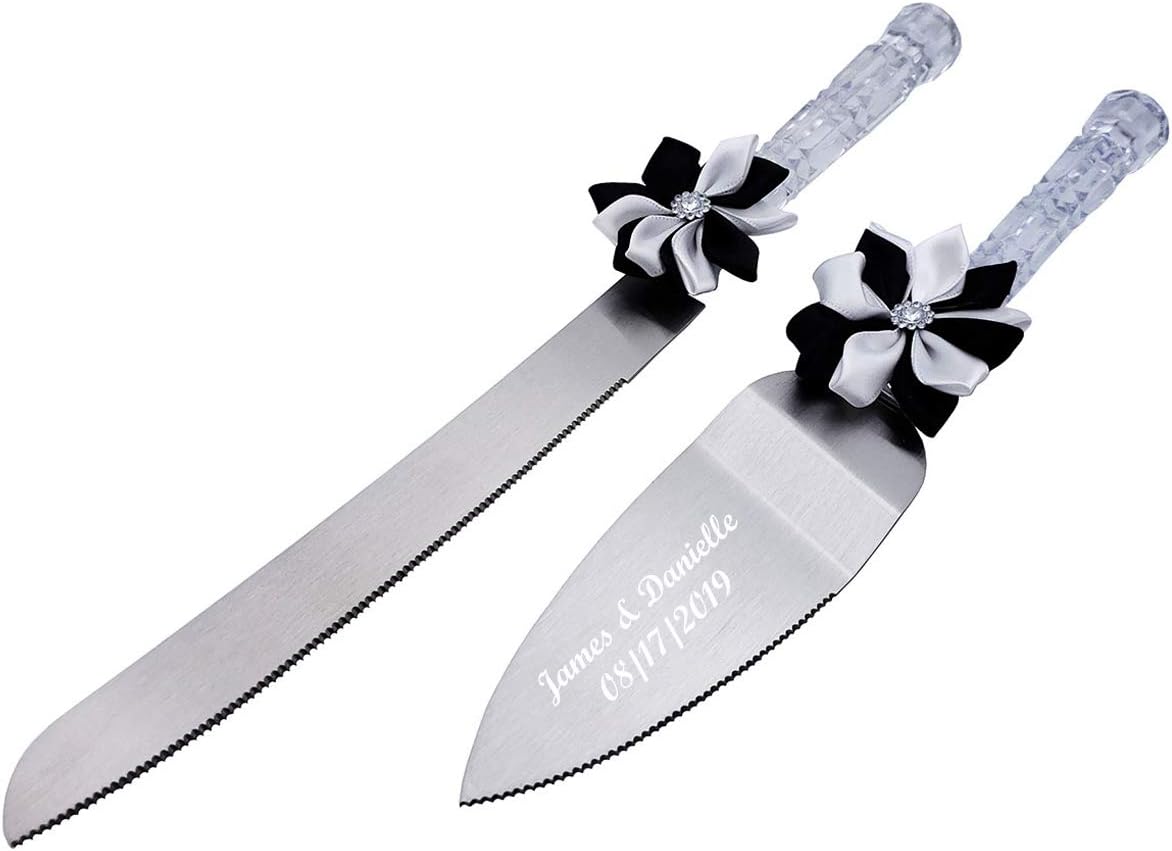 GIFTS INFINITY Personalized Wedding Cake Knife and Server Set with Engraving – Cake Cutting Utensil Set, Keepsake Gift for Wedding, Anniversary, Reception, Birthday & Other Occasions (CH-101WB)