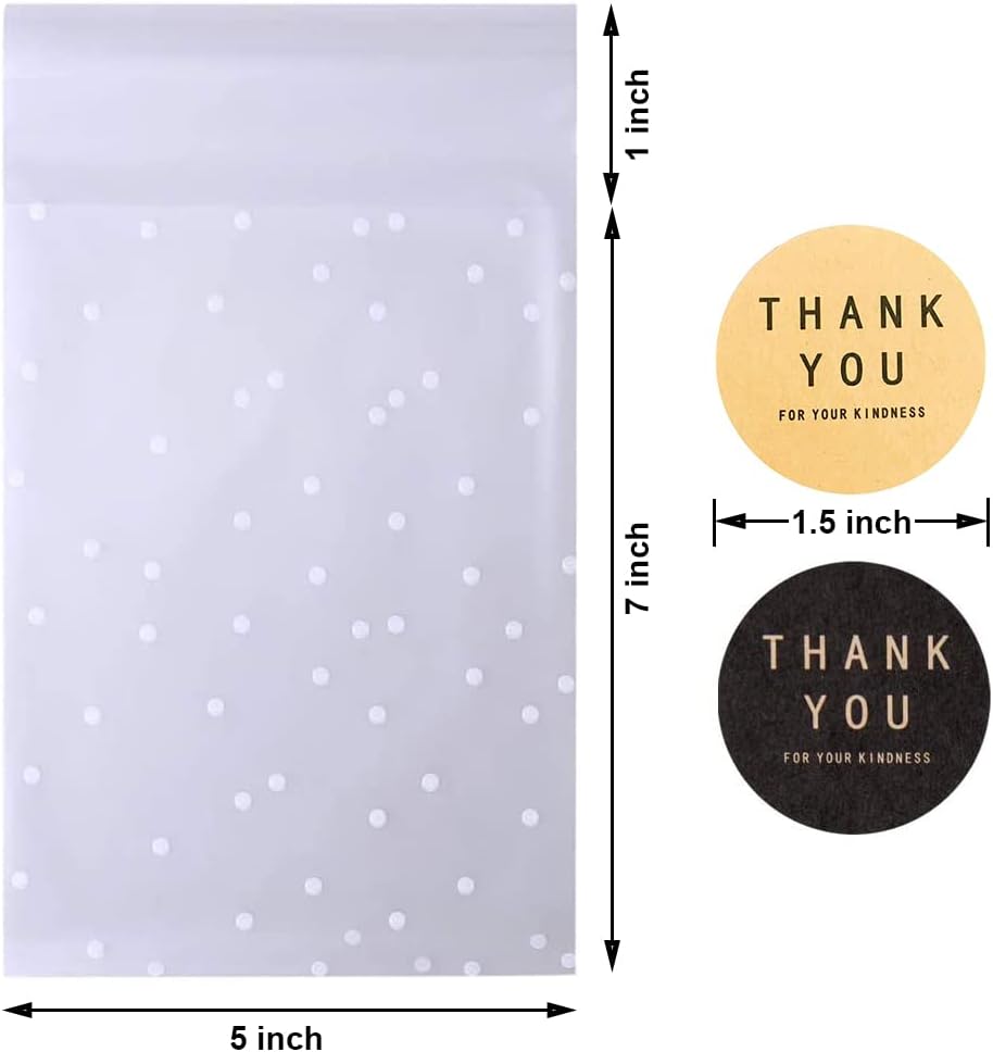 Self Adhesive Cookie Cellophane Treat Bags with Seal 4x4 Inches, 4 Mils Self Sealing Resealable Plastic Packaging Bags with Thank You Labels for Gift Giving Party Favor Bakery Candy Chocolate 100 Pcs