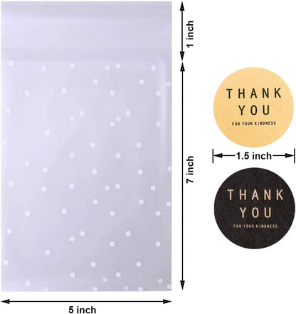Self Adhesive Cookie Cellophane Treat Bags with Seal 4x4 Inches, 4 Mils Self Sealing Resealable Plastic Packaging Bags with Thank You Labels for Gift Giving Party Favor Bakery Candy Chocolate 100 Pcs