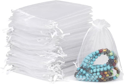 Meowoo 100PCS Organza Bags, 3x4in Small Mesh Bags Drawstring for Jewelry, Candy, Christmas, Sachets, Festivals, Bathroom Soaps, Makeup Organza, Wrapping Supplies(mixedcolor)