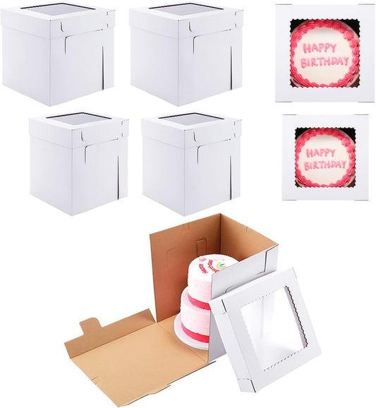 Tall Cake Boxes for Tier Cakes,3 Sizes 6 Pack 8x8x10,10x10x12 and 12x12x12Inch,Sturdy White Tall Cake Box Shipping in 8 10 12 Inch 2 3 Tier for Wedding Layer Tiered Cakes
