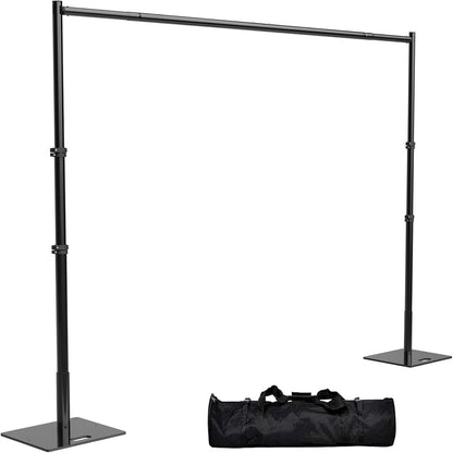 TOCRETOARE Heavy Duty Backdrop Stand, 10x10ft Pipe and Drape Backdrop Stand Kit with Adjustable Telescopic Poles Frame and Metal Base, Background Holder for Parties Wedding Birthday Photography Capacity of up to 22 lbs