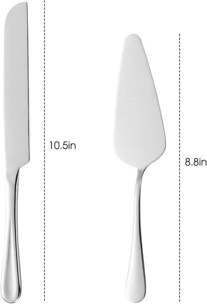 Cake Serving Set, Cake Pie Pastry Servers, Stainless steel Cake Knife and Server Set Perfect For Birthday, Wedding, Parties and Events (Silver)