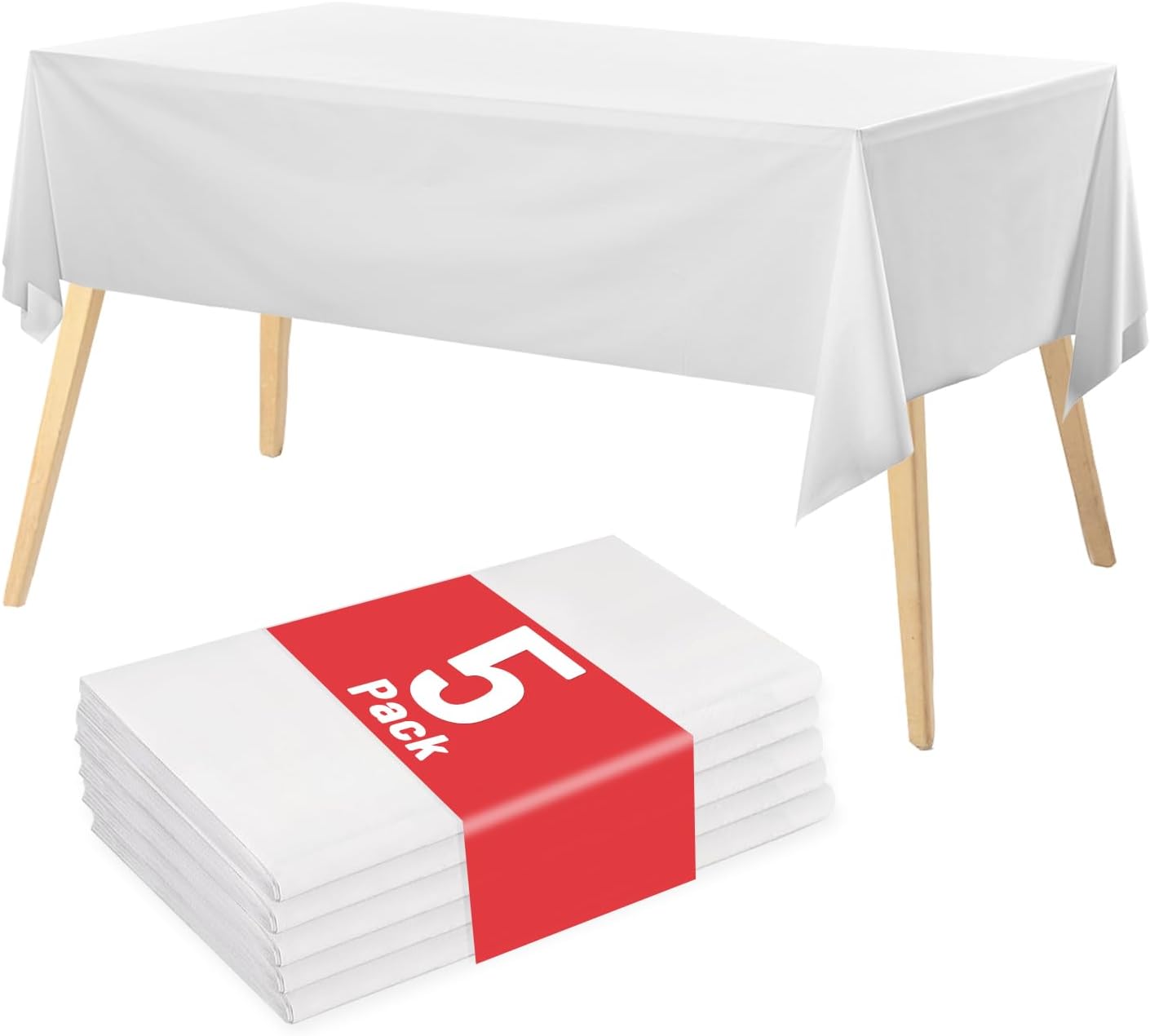 Plastic Table Cloth, 310 Ft X 54 in Disposable Tablecloth White Plastic Tablecloth with Any Cut Sliding Cutters Premium Table Cover Roll for Picnics, Parties, Birthdays, Weddings