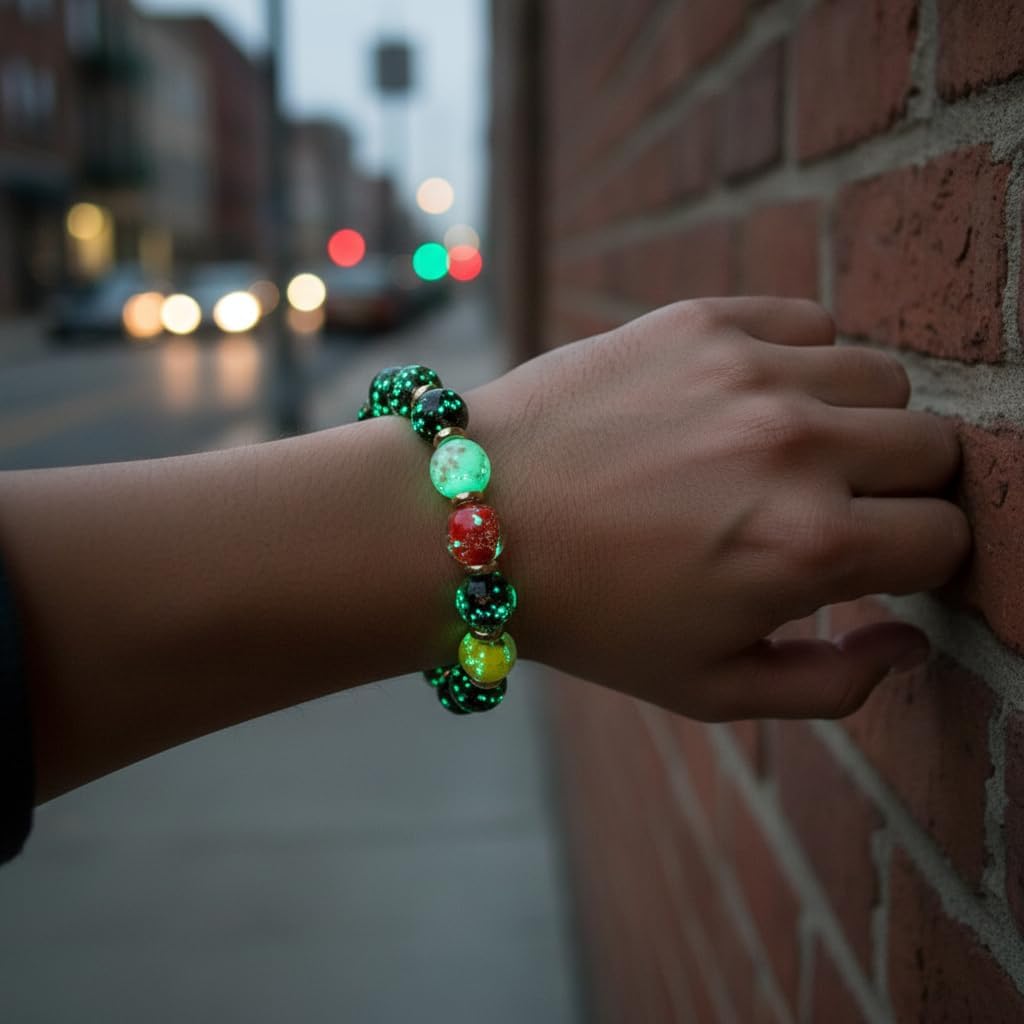 Handmade Glow-in-the-Dark Beaded Bracelet, Luminous Wrist Accessory, Fashion Bracelet for Women, Ideal Gift for Night Events, Parties & Birthdays