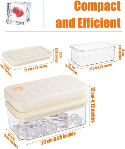 Brigii Ice Cube Tray with Lid&Bin, Ice Cube Mold with 56 Cubes, Stackable Ice Trays for Freezer with Easy-Release Silicone Bottom, for Drinks, Coffee, cocktail