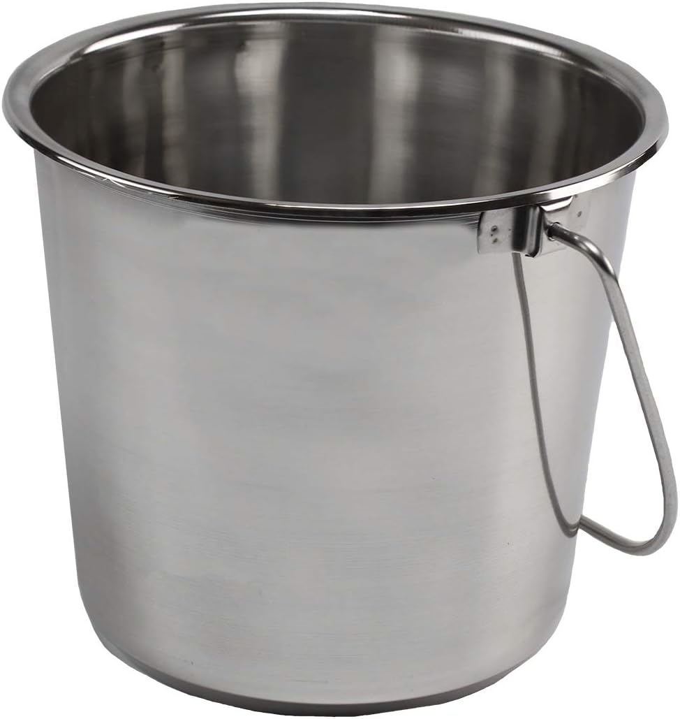 Grip Stainless Steel Bucket (4 Gallon) - Great for Pets, Cleaning, Food Prep - Hang on Fences, Cages, Kennels - Home, Garage, Workshop