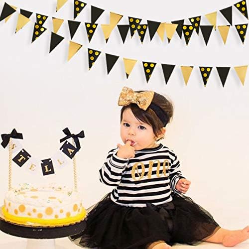 30Ft Navy Blue Gold and Beige Party Decorations Royal Blue Gold Triangle Flag Pennant Banner Bunting for Graduation Birthday Wedding Bridal Shower Nautical Ahoy Achor Theme Party Decorations Supplies