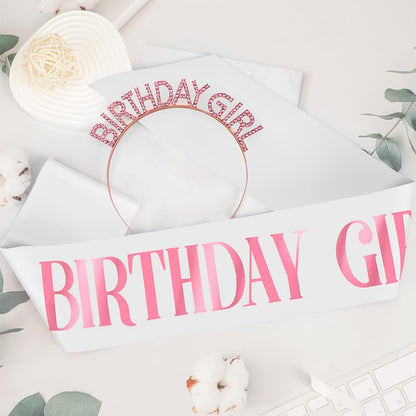 Birthday Sash & Crown for Women - Tiara Headband, Girls' Decorations Accessories