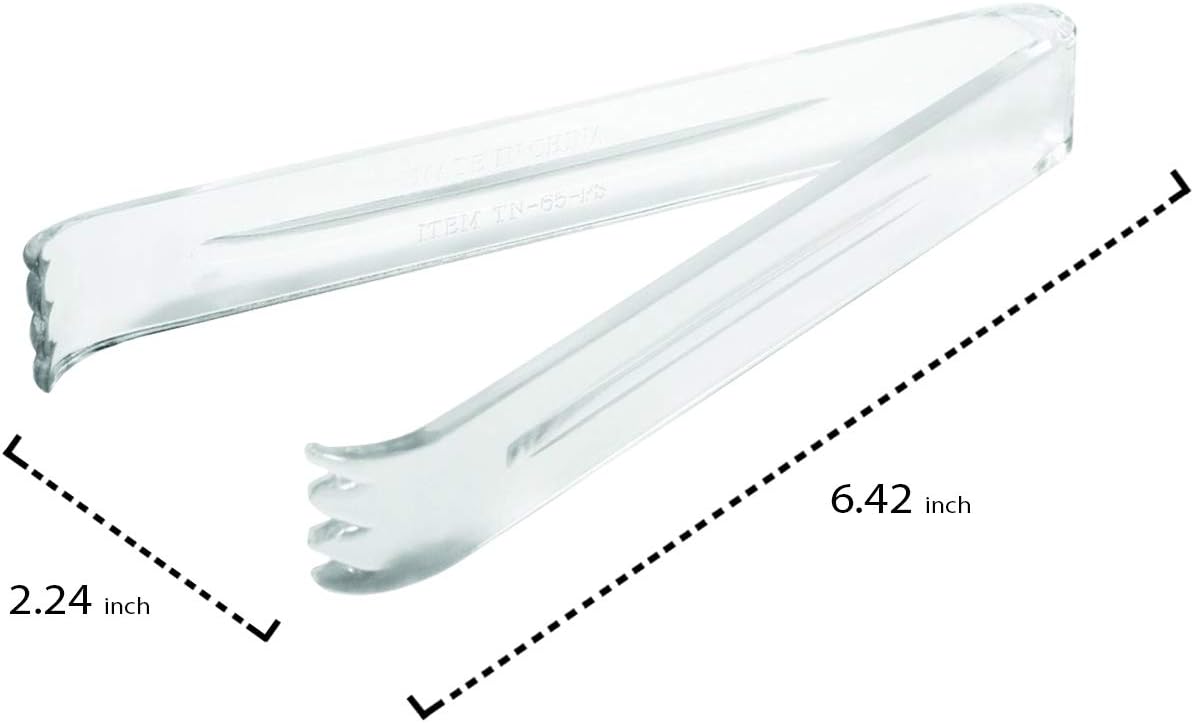 Party Essentials Plastic 6.5" Serving Tongs, 4-Count, Clear