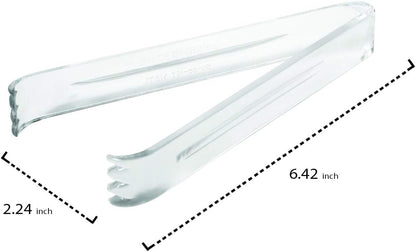 Party Essentials Plastic 6.5" Serving Tongs, 4-Count, Clear