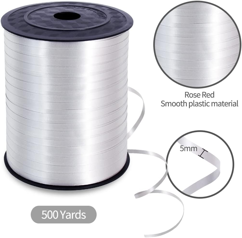TONIFUL 500 Yards Curling Ribbon-Balloon Ribbon-Balloon String for Art&Craft Decor,Gift Wrapping,Ribbons and Bows for Christmas New Year Birthday Gifts (Silver)