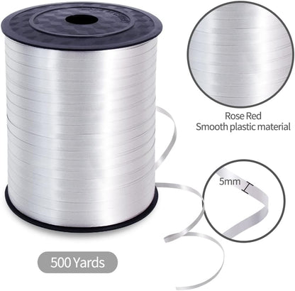 TONIFUL 500 Yards Curling Ribbon-Balloon Ribbon-Balloon String for Art&Craft Decor,Gift Wrapping,Ribbons and Bows for Christmas New Year Birthday Gifts (Silver)