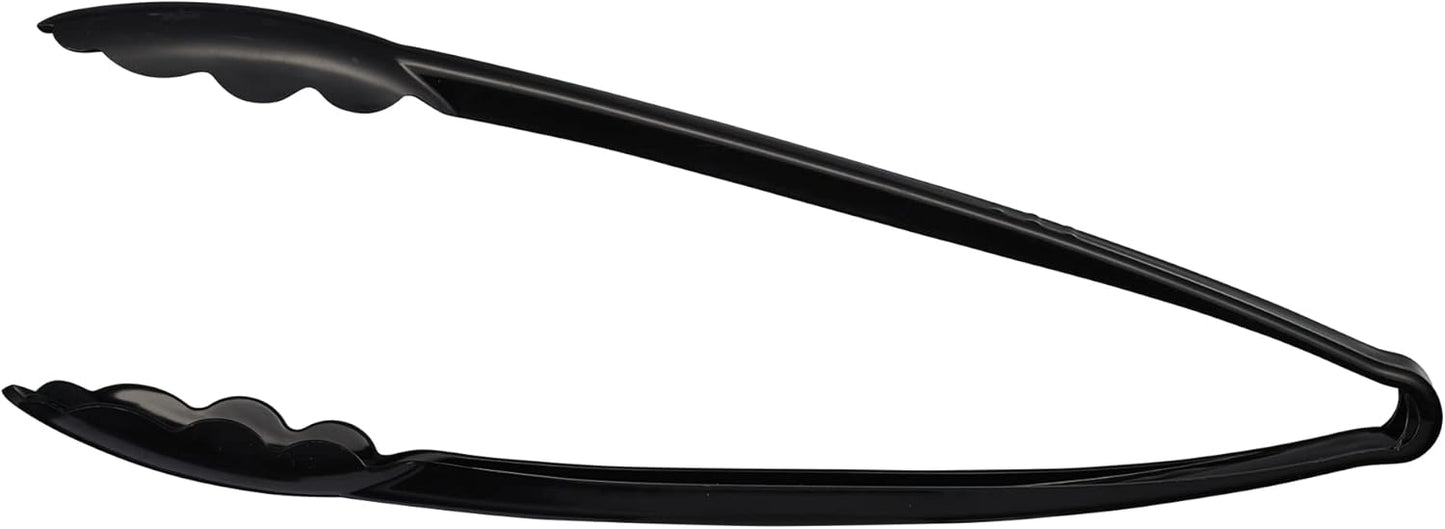 [Black Tongs 7.5'' Inches] Plasticpro 7.5'' Serving Tongs Heavy Duty Reusable Kitchen and BBQ Black Serving Tong for party's, Caterings, Events, Buffet, Weddings, And every Day use Pack of 12