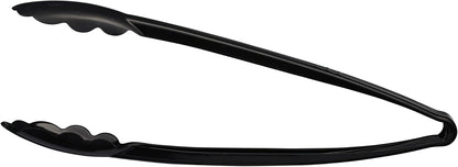 [Black Tongs 7.5'' Inches] Plasticpro 7.5'' Serving Tongs Heavy Duty Reusable Kitchen and BBQ Black Serving Tong for party's, Caterings, Events, Buffet, Weddings, And every Day use Pack of 12