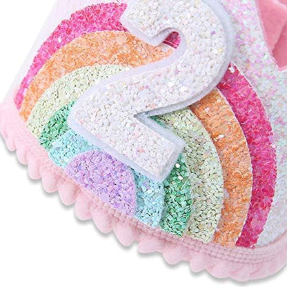 Birthday Rainbow Girl Crown, Birthday Hat for Event Party Supplies,Photo Props
