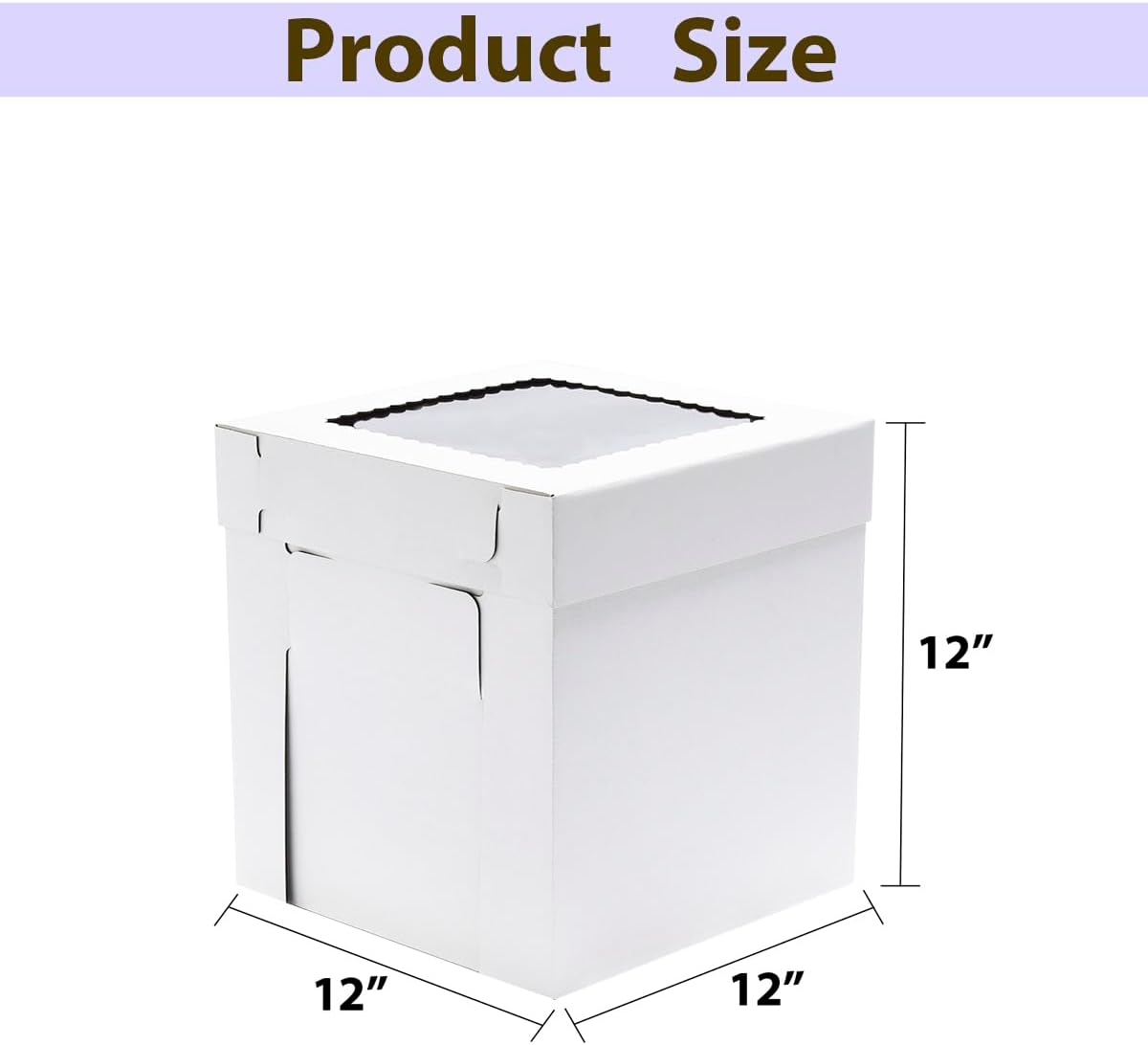 JJO Tall Cake Boxes for Tier Cakes, 6 Pack 10x10x12 Inch,White Cake Boxes with Window,Sturdy Tall Cake Carrier, Disposable Cake Containers