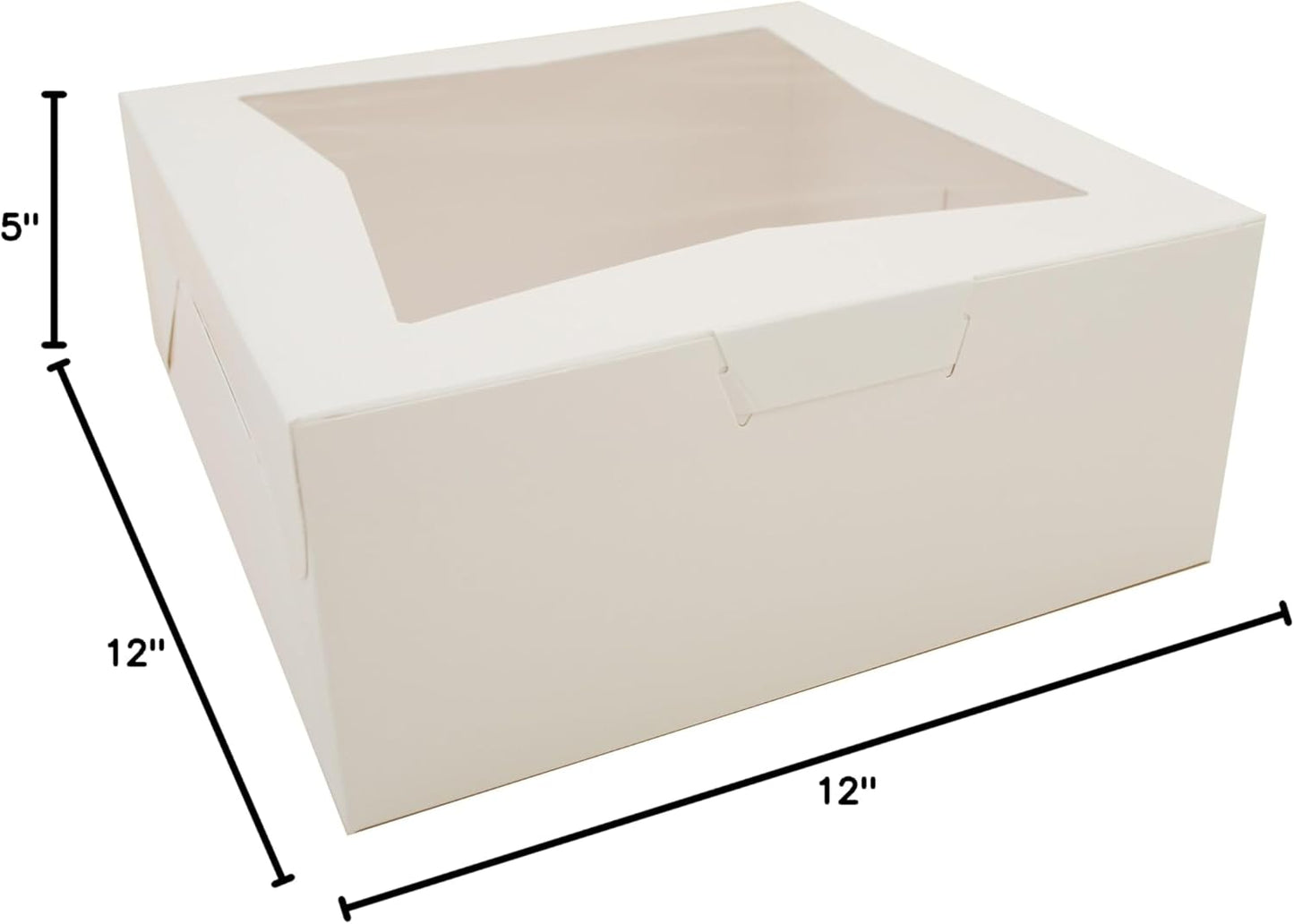 Southern Champion Tray 0989 Premium Clay-Coated Kraft Paperboard White Non-Window Lock Corner Bakery Box, 12" Length x 12" Width x 6" Height, White (Case of 50)
