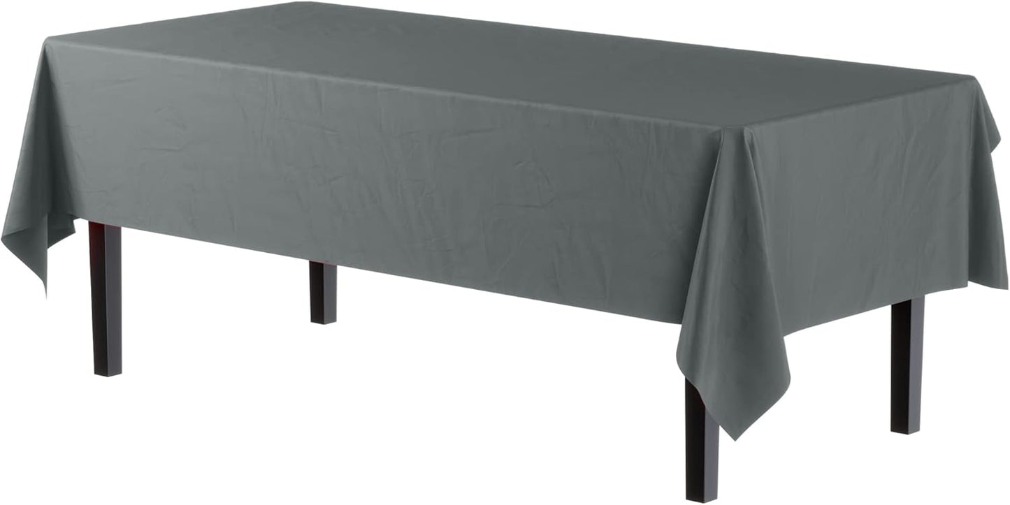 Exquisite Party Solids 6-Pack Premium Plastic Tablecloth 54in. x 108in. Rectangle Plastic Table Cover - Navy