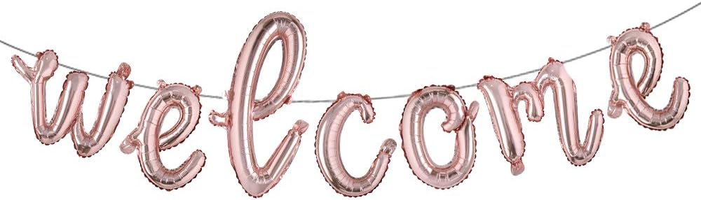 16 inch multicolor Welcome Balloon Banner Balloons Foil Letter Balloon Anniversary Celebration Party Decorations (L WELCOME GOLD)