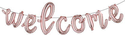 16 inch multicolor Welcome Balloon Banner Balloons Foil Letter Balloon Anniversary Celebration Party Decorations (L WELCOME GOLD)