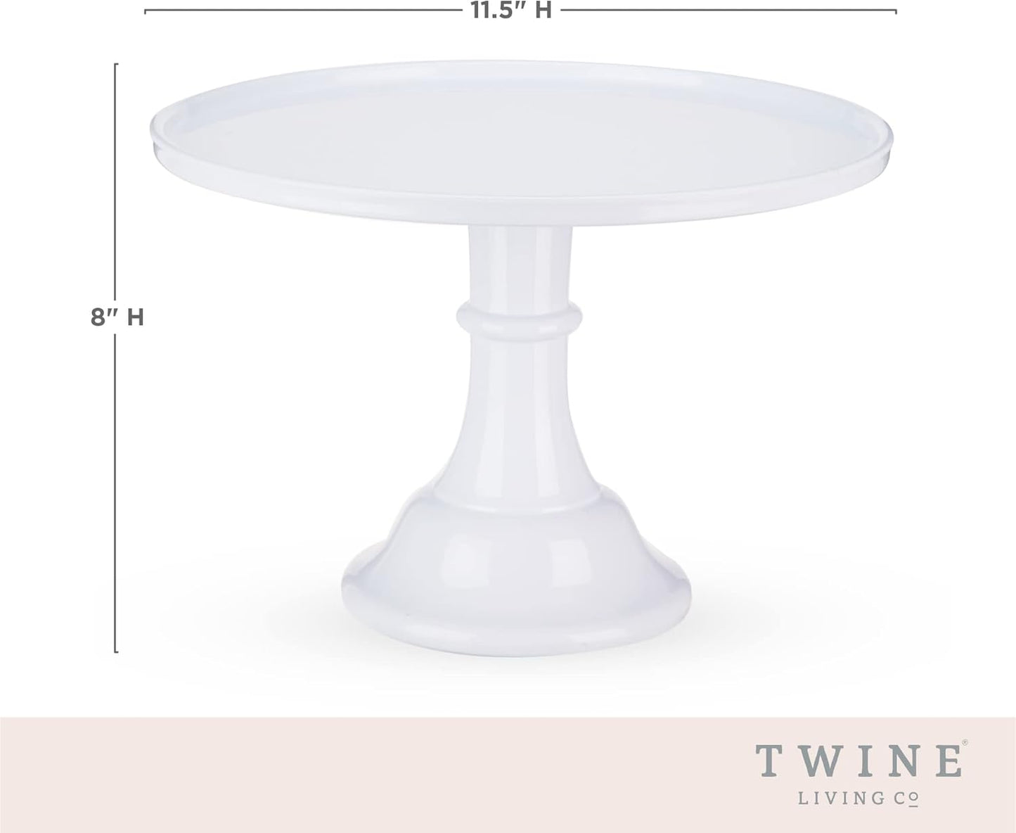 Twine Melamine Cake Stand, Cupcake Display Home Decor Food and Dessert Serving Accessory, 11.5 x 8 Inches, White, Set of 1
