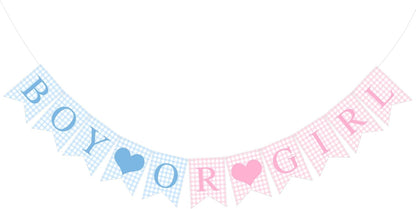 Hahafelt 1 Pcs Blue Gingham Welcome Baby Boy Banner for Baby Shower Party Decorations Pre Strung Gender Reveal Paper Banner for Table, Wall, Mantel Display Party Decor Supplies