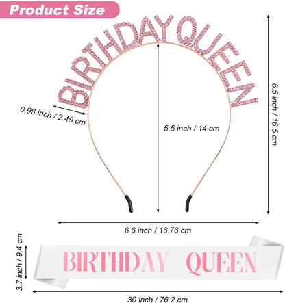 Birthday Sash & Crown for Women - Tiara Headband, Girls' Decorations Accessories