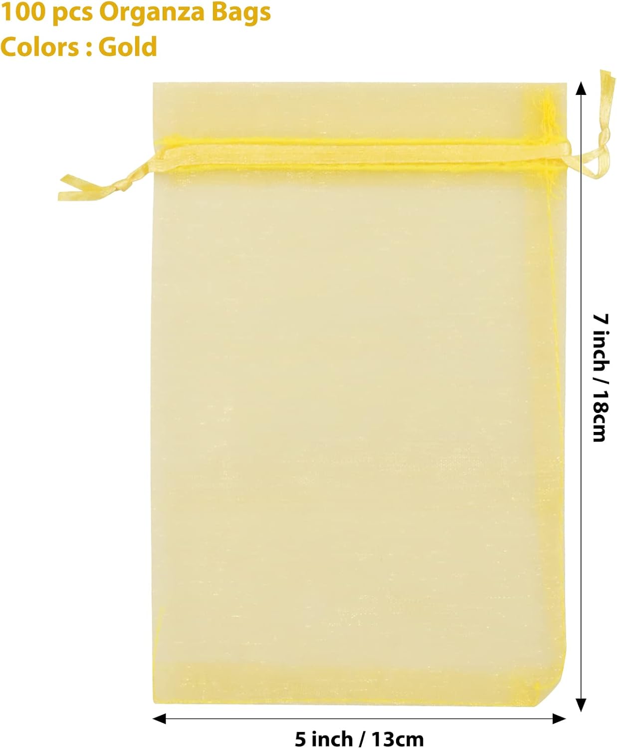 ANZNKU 50 Pack Organza Bags 5 x 7 in White Small Mesh Gift Bags Bulk Drawstring for Wedding Party Favors, Little Goodie Bag for Candy Jewelry Soap Makeup, Treat Sachet Pouch for Mothers Gifts Wrap