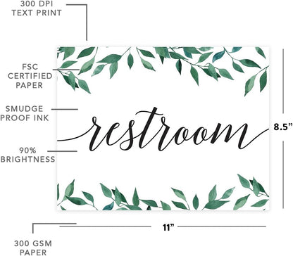 Andaz Press Wedding Party Signs, Natural Greenery Green Leaves, 8.5x11-inch, Bridal Shower Scavenger Hunt, 1-Pack - Colors B