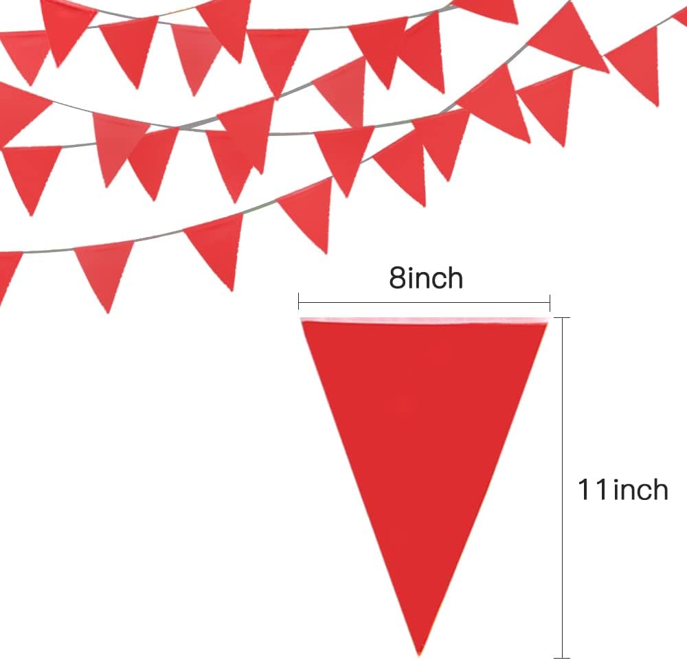 Novelty Place 100 Feet Pennant Banner - 75 Multicolor Bunting Flags (7x11 Inches) - Birthday Party Grand Opening Christmas Decorations