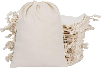 gobyhumm 50 Pieces Pure Cotton Drawstring Bags Muslin Bags Sachet Bag for Home Supplies （2.8 * 3.5"）