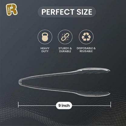 12 Pack 9 Inch Large Plastic Serving Tongs For Buffet - Plastic Serving Utensils For Hot And Cold Food - Disposable Serving Tongs For Parties, Holidays And Gatherings (Clear)