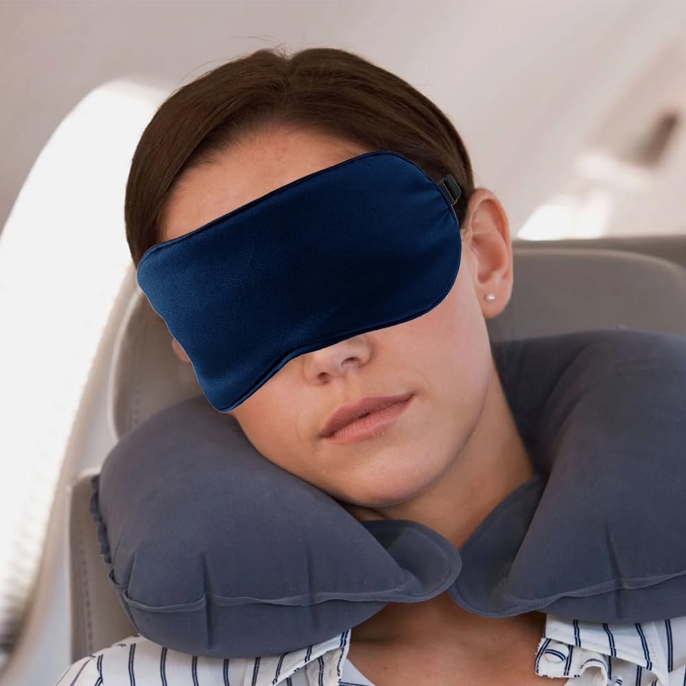 2 PCS Black Satin Sleep Masks, Adjustable Silk Eye Mask for Sleeping, Blind Folds Soft Breathable Blindfold for Adults Couples Play Party Games Airplane Travel Essentials Eye Covers Patches Night Mask