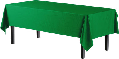 12-Pack Premium Plastic Tablecloth 54in. x 108in. Rectangle Table Cover - Dark Blue - Colors A